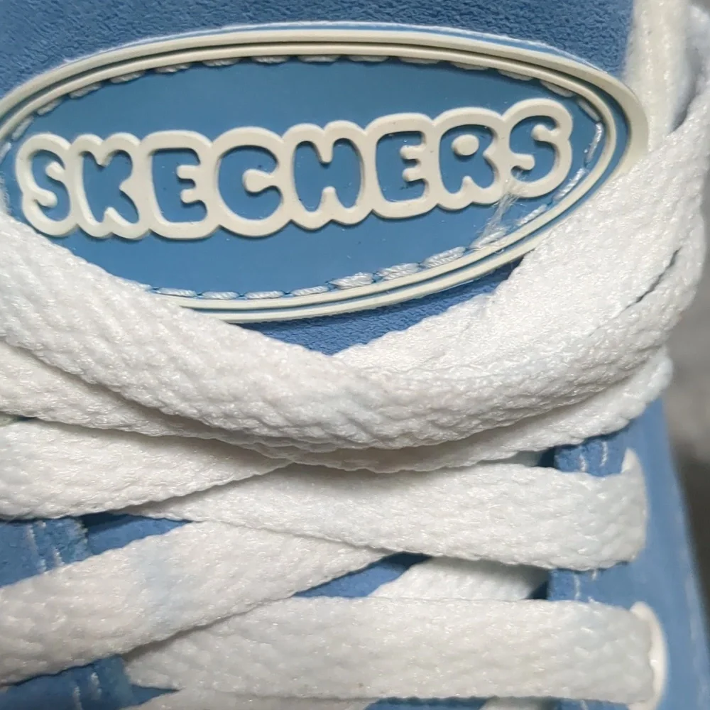 Vintage Sketchers Baby Blue Suede Platform Women's Shoes Size 5.5
